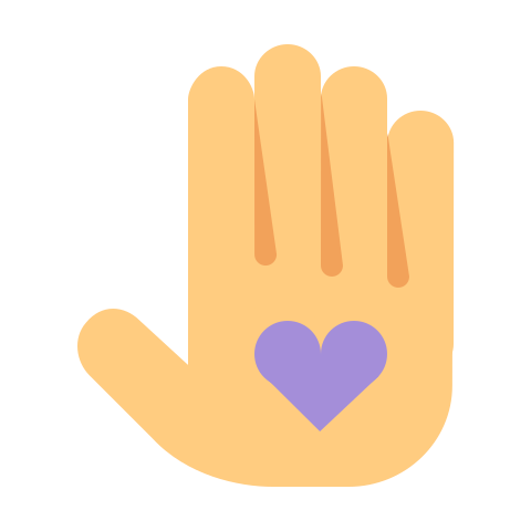 Hand and heart icon
